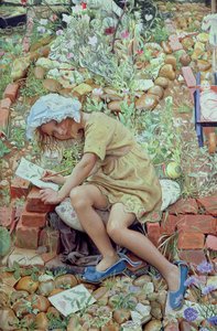 莫莉在花园里，1930年 作者 马克·兰斯洛特·西蒙斯